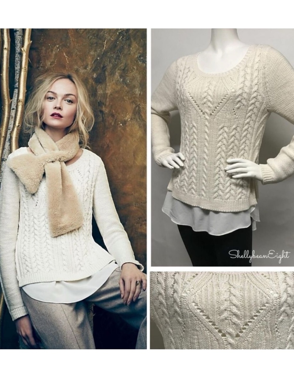 ANTHROPOLOGIE Moth Cabled ELLA Sweater Top L $118